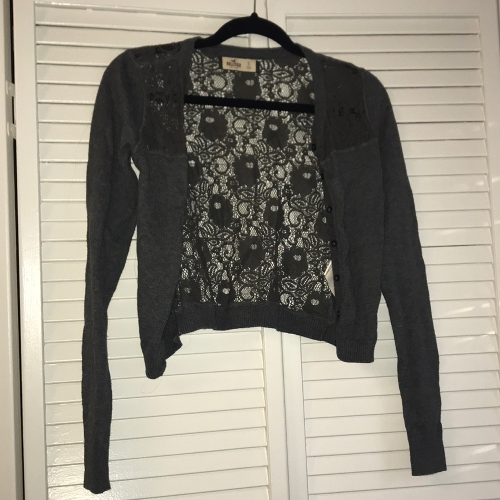 Grey cardigan with lace back